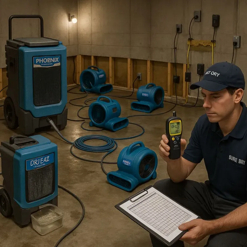 Structural Drying and Dehumidification process in Tulare County, CA